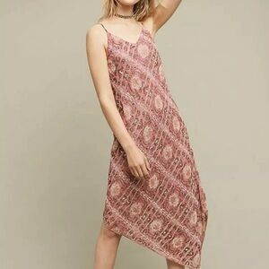 Anthropologie Floreat Dusty Pink Beaded Slip Dress